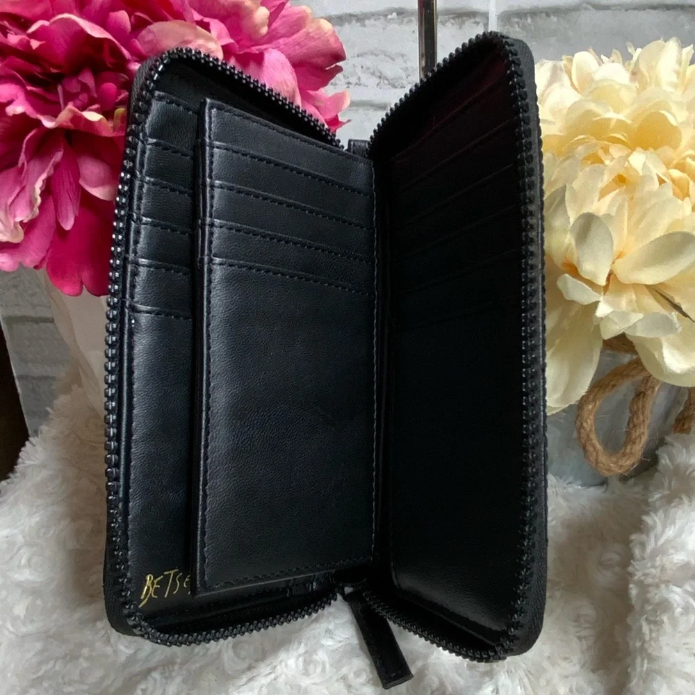 Betsey Johnson Black Heart Quilted Wallet